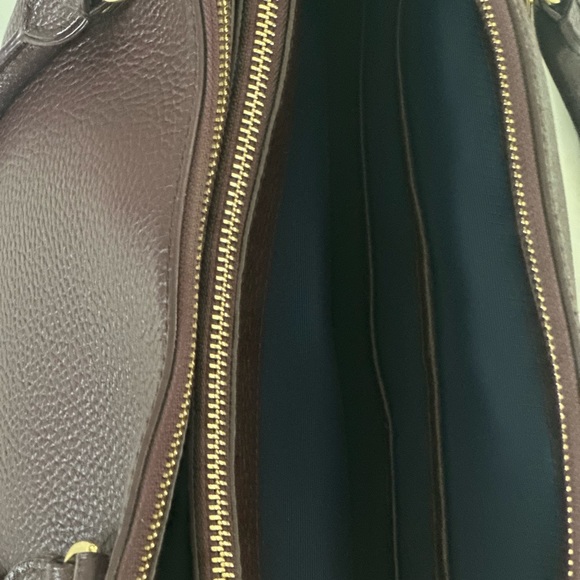 Ralph Lauren pebble leather burgundy bag with gold accents dust bag and tag - Picture 7 of 7